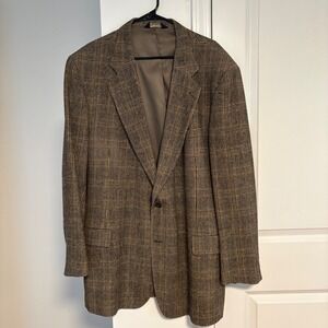 JOS A BANK Executive Collection Plaid Camel Hair‎ Sport Coat Blazer Mens 50 EXL